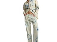 Джинсы One Teaspoon Revival Tie-Dye Lowriders Low Waist Wide Leg Denim Jeans