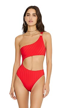 Купальник Beach Bunny Lilly One Piece – Red Shiny Wide Rib