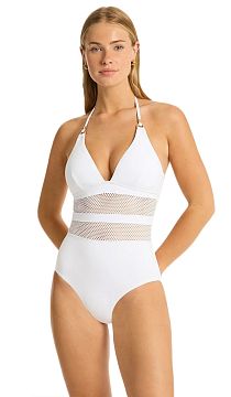 Купальник Sea Level Drift Longline Halter One Piece White