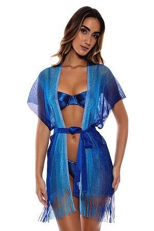 Туника пляжная Luli Fama Ocean Queen Short Caftan Blue - MixBikini