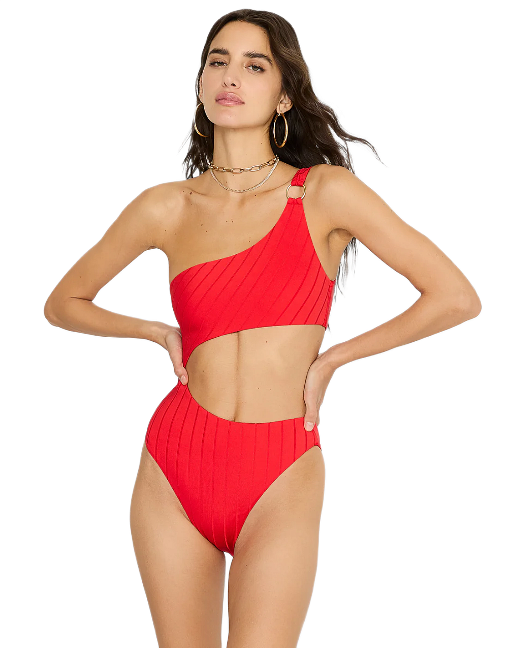 Купальник Beach Bunny Lilly One Piece – Red Shiny Wide Rib - MixBikini