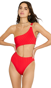 Купальник Beach Bunny Lilly One Piece – Red Shiny Wide Rib
