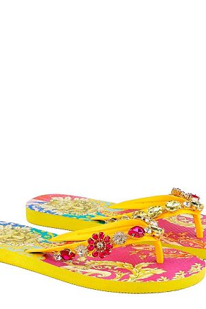Сланцы Jewel Flip Flop With Yellow lion Print Emanuela Biffoli - MixBikini