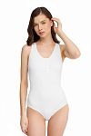 Боди хлопковое в рубчик без рукавов DNUD Paris White - MixBikini
