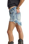 Шорты One Teaspoon Le Wolves Mid Waist Mid Length Denim Shorts - MixBikini