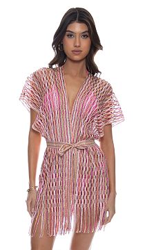 Туника пляжная Luli Fama Short Caftan Multi Pink Coral
