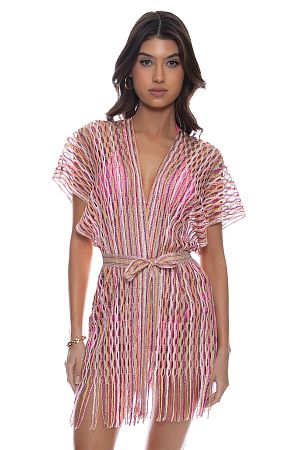 Туника пляжная Luli Fama Short Caftan Multi Pink Coral - MixBikini