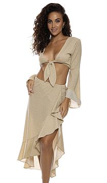 Топ Luli Fama Bell Sleeve Crop Top