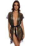 Туника пляжная Luli Fama Siren Dream Short Caftan Black Gold - MixBikini