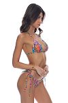 Купальник Luli Fama Seamless Triangle Top & Seamless Wavy Ruched Back Brazilian Tie Side Bottom Electric Skin - MixBikini