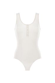 Боди хлопковое в рубчик без рукавов DNUD Paris White