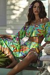 Топ Luli Fama Off The Shoulder 3/4 Ruffles Sleeve Crop Top - MixBikini
