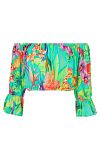 Топ Luli Fama Off The Shoulder ¾ Ruffles Sleeve Crop Top - MixBikini
