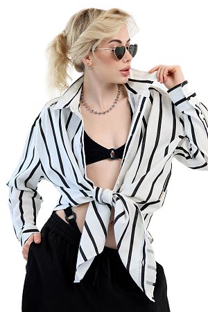 Рубашка Sea Level Corfu Stripe Shirt black - MixBikini