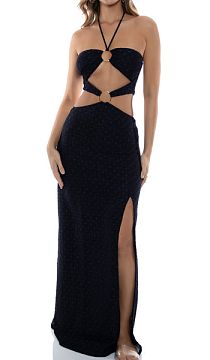 Платье пляжное Luli Fama Double Loop Bandeau Long Dress Black