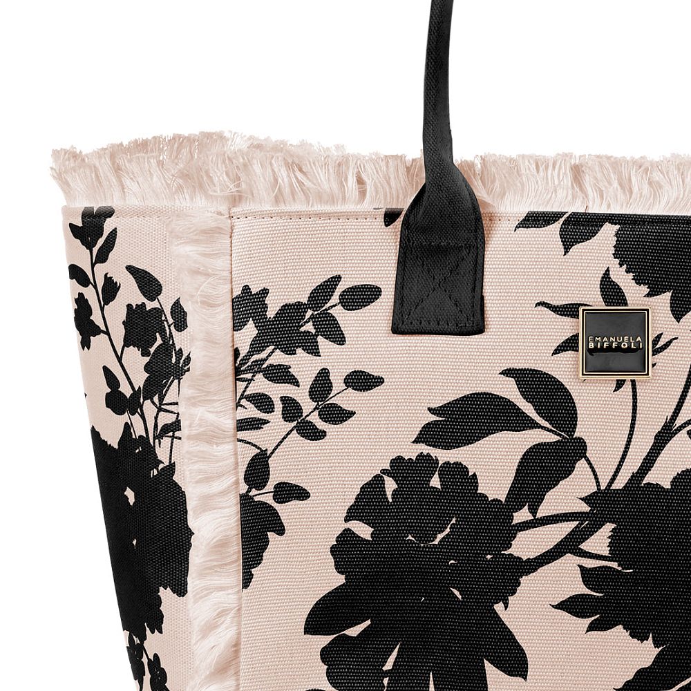 Сумка с принтом Emanuela Biffoli Shopper Canvas Plms and Flower shadows - MixBikini