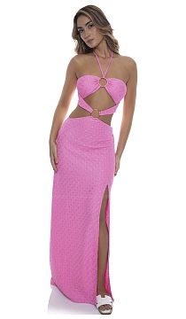 Платье пляжное Luli Fama Double Loop Bandeau Long Dress Pink