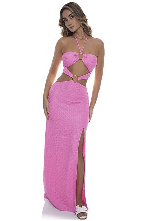 Платье пляжное Luli Fama Double Loop Bandeau Long Dress Pink - MixBikini