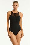 Купальник Sea Level Drift Panelled High Neck One Piece Black - MixBikini
